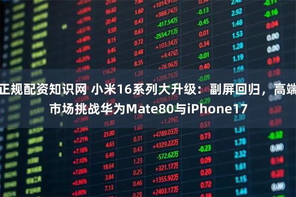 正规配资知识网 小米16系列大升级：副屏回归，高端市场挑战华为Mate80与iPhone17